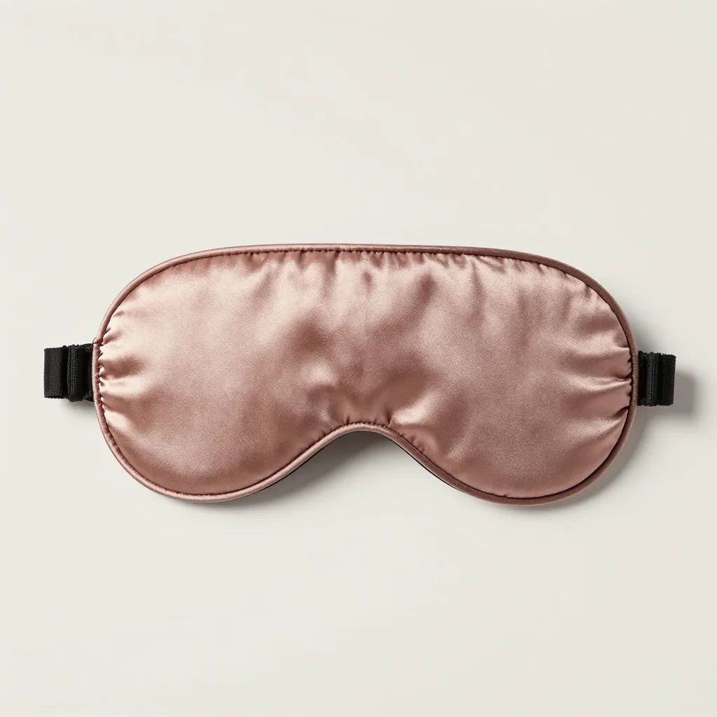 A contoured mulberry silk sleep mask on a light background