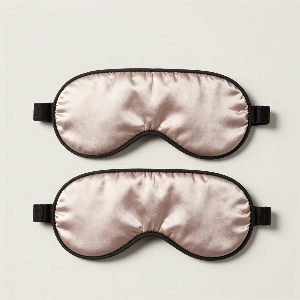 A double-sided mulberry silk sleep mask on a light background